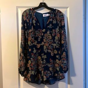 Line + Dot blue floral romper